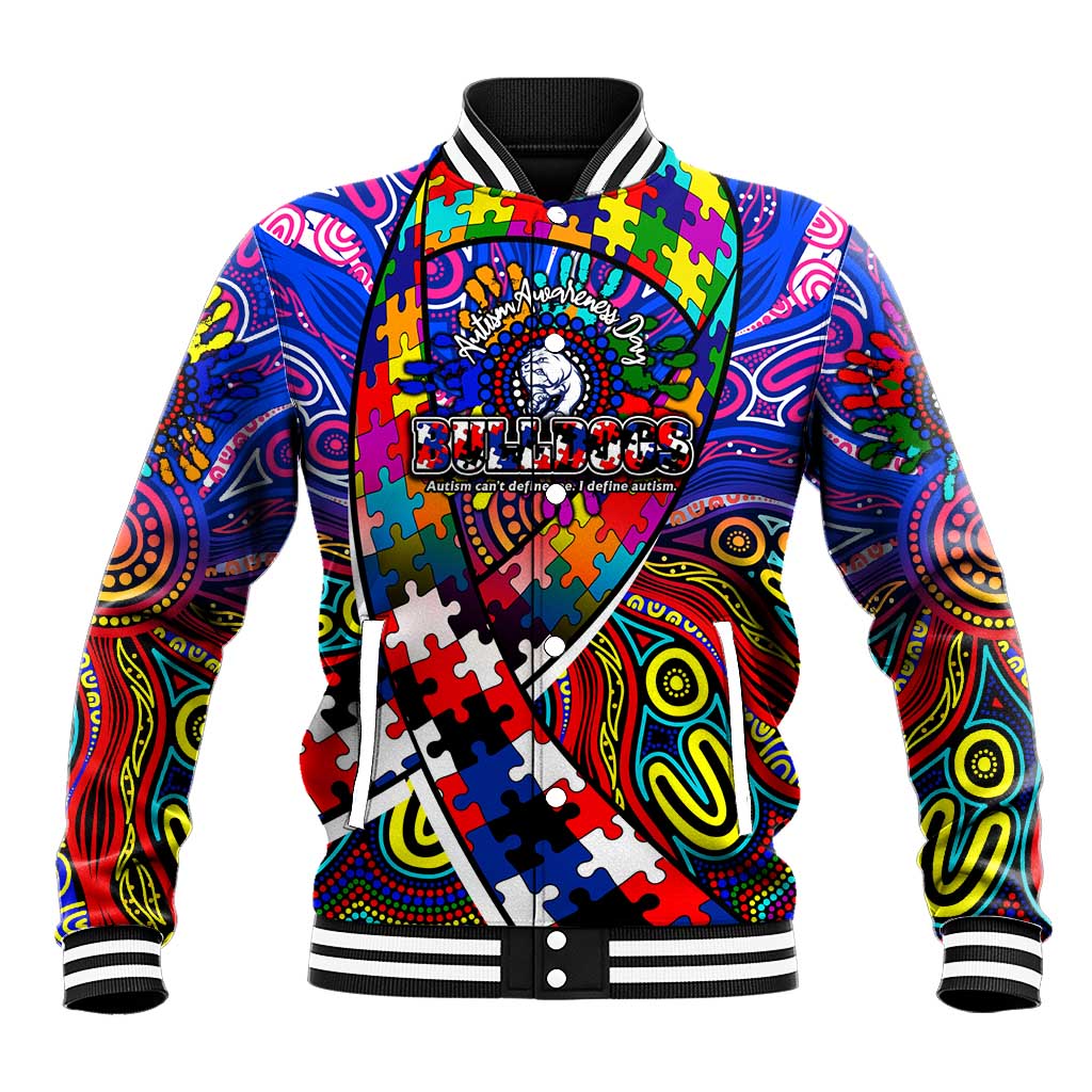 Autism Awareness Australia Western Bulldogs Baseball Jacket Aboriginal Indigenous Art