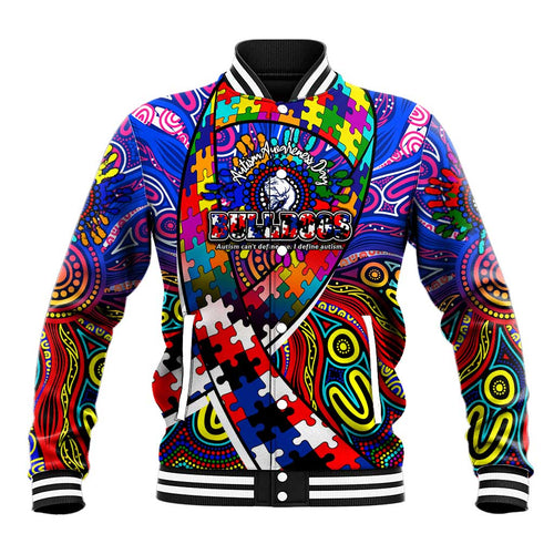 Autism Awareness Australia Western Bulldogs Baseball Jacket Aboriginal Indigenous Art