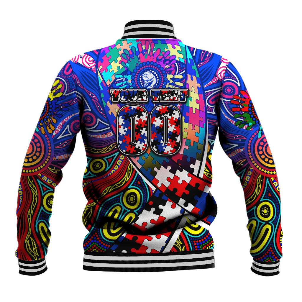 Autism Awareness Australia Western Bulldogs Baseball Jacket Aboriginal Indigenous Art