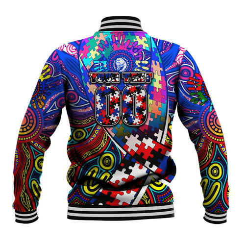 Autism Awareness Australia Western Bulldogs Baseball Jacket Aboriginal Indigenous Art