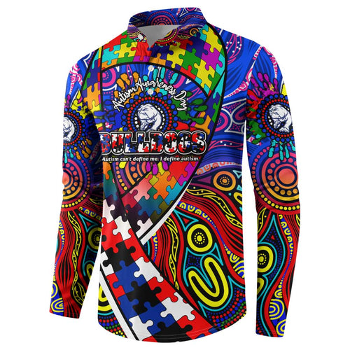 Autism Awareness Australia Western Bulldogs Button Sweatshirt Aboriginal Indigenous Art
