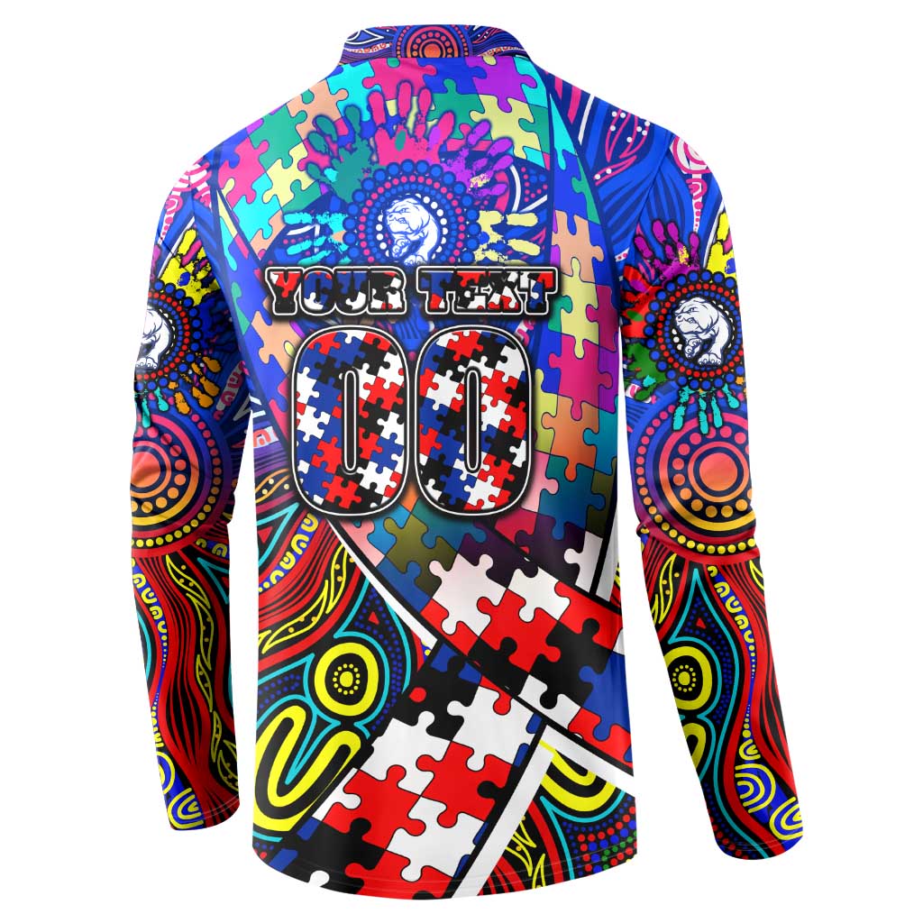 Autism Awareness Australia Western Bulldogs Button Sweatshirt Aboriginal Indigenous Art