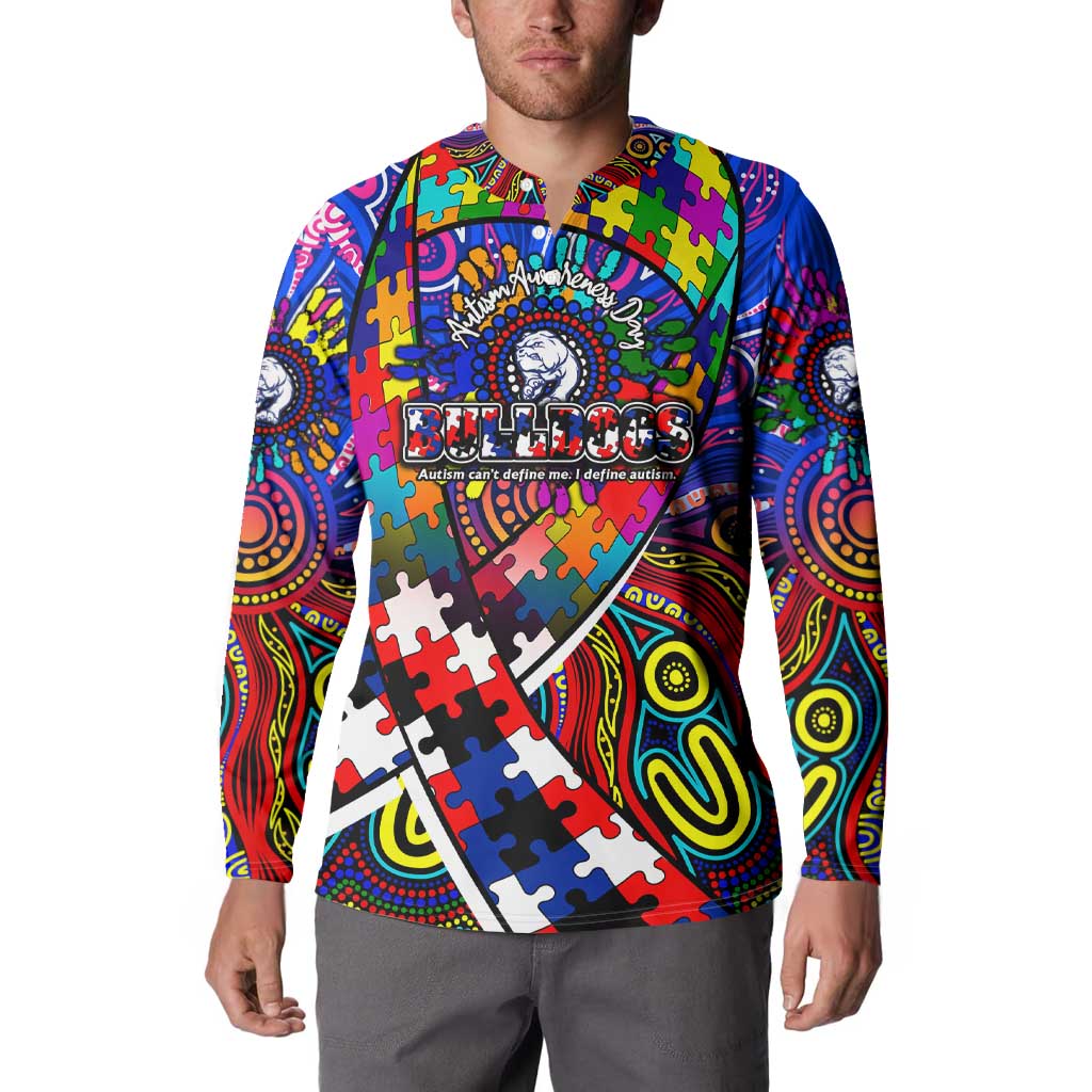Autism Awareness Australia Western Bulldogs Button Sweatshirt Aboriginal Indigenous Art