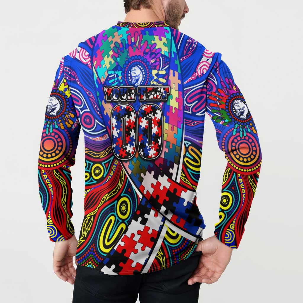 Autism Awareness Australia Western Bulldogs Button Sweatshirt Aboriginal Indigenous Art