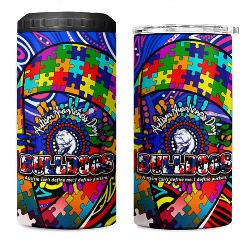 Autism Awareness Australia Western Bulldogs 4 in 1 Can Cooler Tumbler Aboriginal Indigenous Art