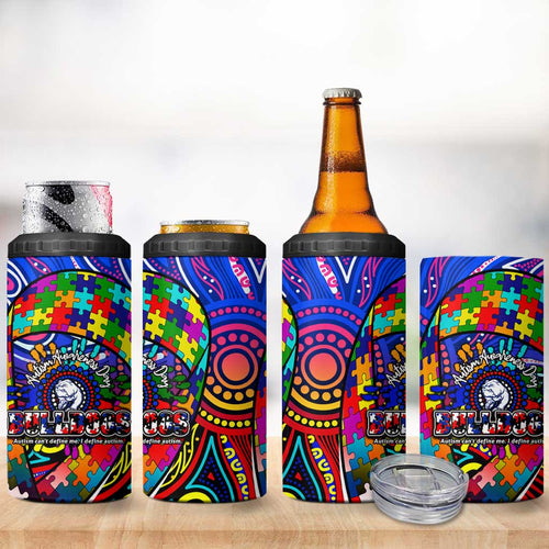 Autism Awareness Australia Western Bulldogs 4 in 1 Can Cooler Tumbler Aboriginal Indigenous Art