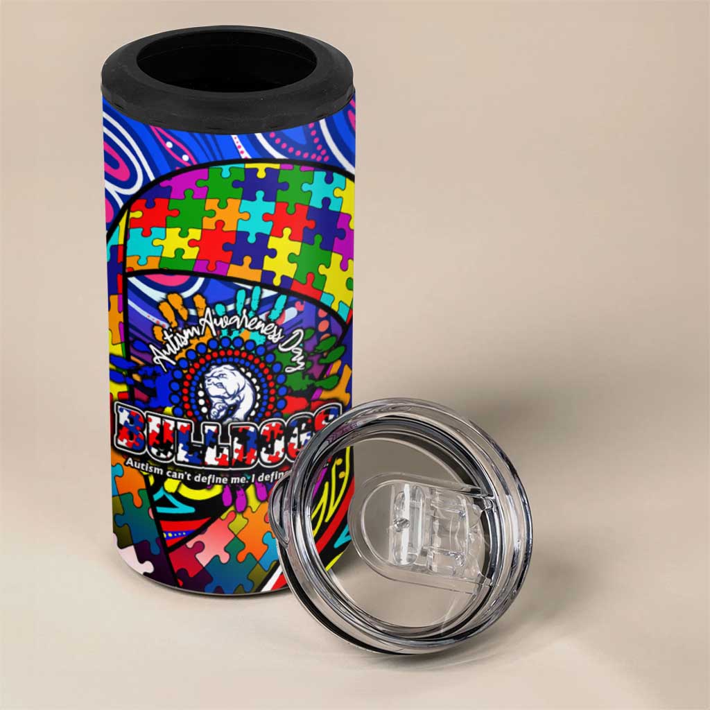Autism Awareness Australia Western Bulldogs 4 in 1 Can Cooler Tumbler Aboriginal Indigenous Art
