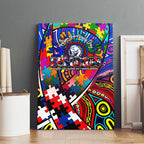 Autism Awareness Australia Western Bulldogs Canvas Wall Art Aboriginal Indigenous Art
