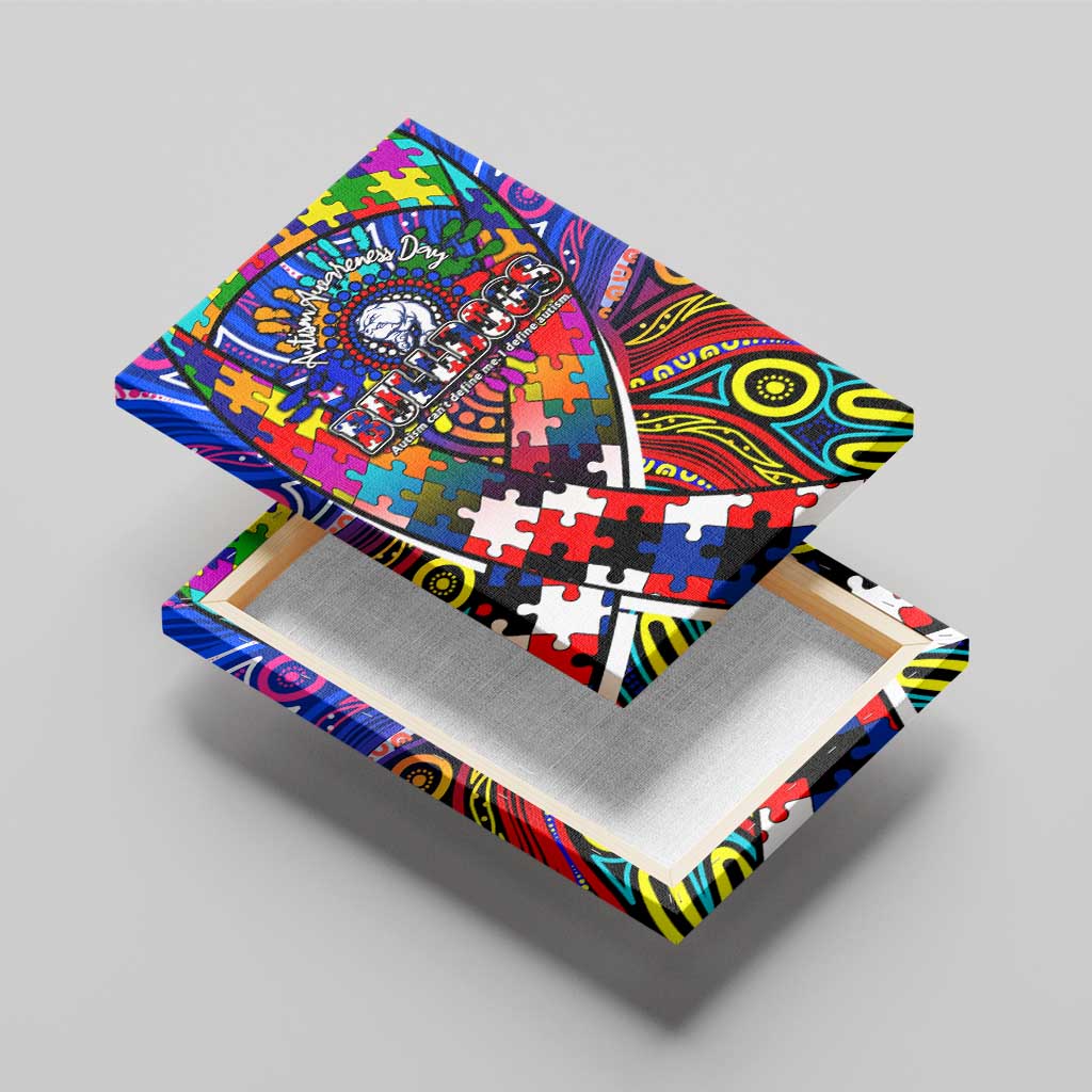 Autism Awareness Australia Western Bulldogs Canvas Wall Art Aboriginal Indigenous Art