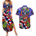 Autism Awareness Australia Western Bulldogs Couples Matching Summer Maxi Dress and Hawaiian Shirt Aboriginal Indigenous Art