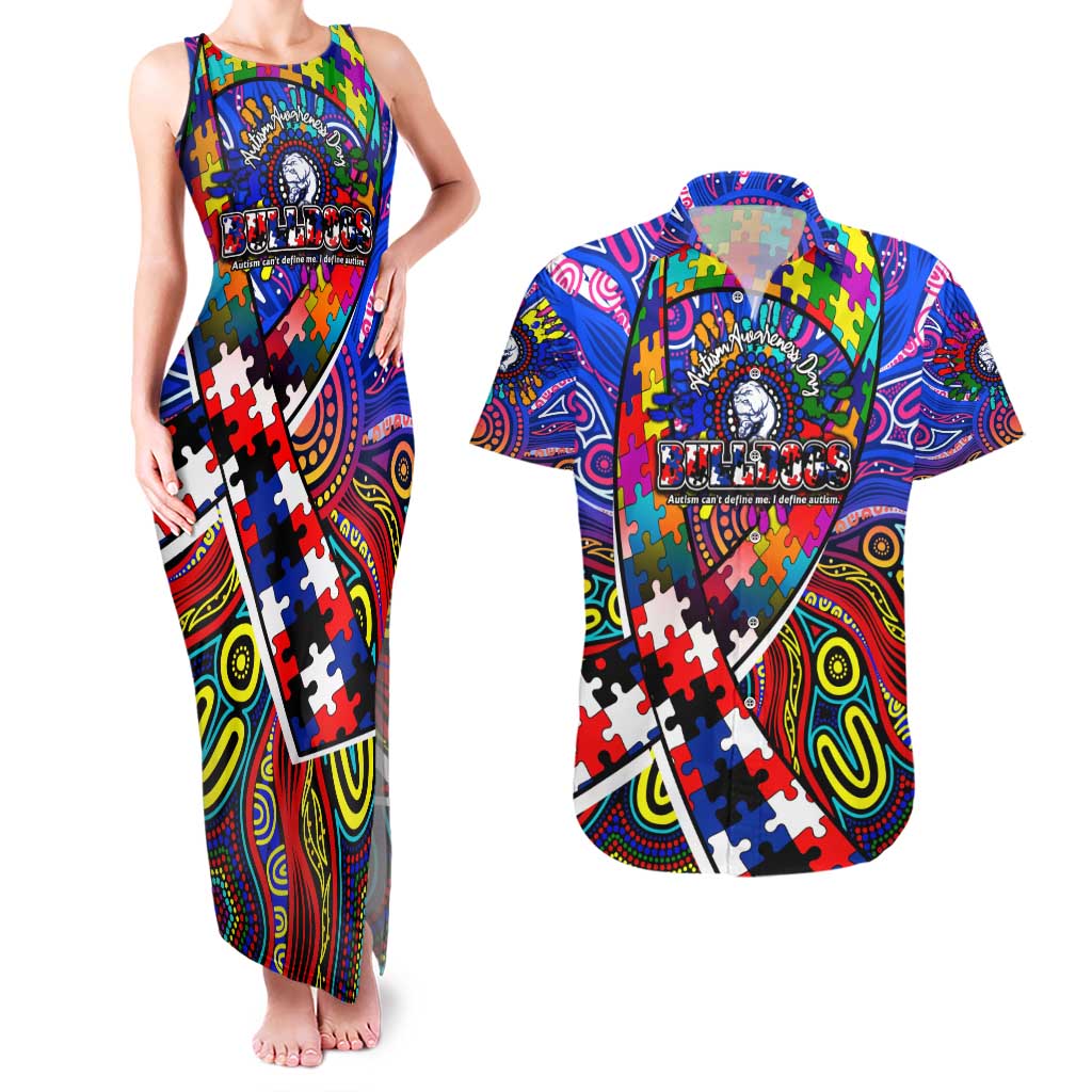 Autism Awareness Australia Western Bulldogs Couples Matching Tank Maxi Dress and Hawaiian Shirt Aboriginal Indigenous Art