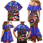 Autism Awareness Australia Western Bulldogs Family Matching Mermaid Dress and Hawaiian Shirt Aboriginal Indigenous Art