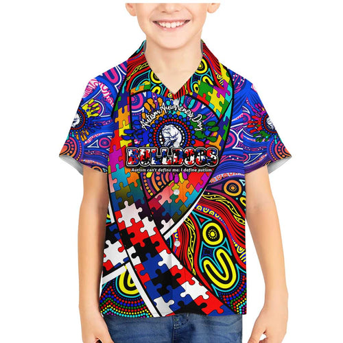Autism Awareness Australia Western Bulldogs Family Matching Mermaid Dress and Hawaiian Shirt Aboriginal Indigenous Art