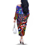 Autism Awareness Australia Western Bulldogs Family Matching Off The Shoulder Long Sleeve Dress and Hawaiian Shirt Aboriginal Indigenous Art