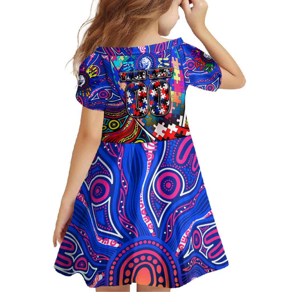 Autism Awareness Australia Western Bulldogs Family Matching Off Shoulder Maxi Dress and Hawaiian Shirt Aboriginal Indigenous Art