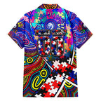 Autism Awareness Australia Western Bulldogs Family Matching Off Shoulder Maxi Dress and Hawaiian Shirt Aboriginal Indigenous Art