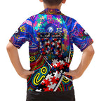 Autism Awareness Australia Western Bulldogs Family Matching Puletasi and Hawaiian Shirt Aboriginal Indigenous Art