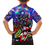 Autism Awareness Australia Western Bulldogs Family Matching Short Sleeve Bodycon Dress and Hawaiian Shirt Aboriginal Indigenous Art