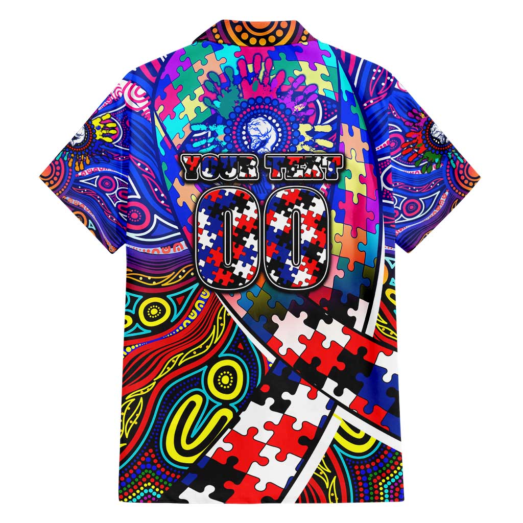 Autism Awareness Australia Western Bulldogs Family Matching Short Sleeve Bodycon Dress and Hawaiian Shirt Aboriginal Indigenous Art