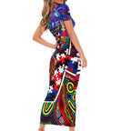 Autism Awareness Australia Western Bulldogs Family Matching Short Sleeve Bodycon Dress and Hawaiian Shirt Aboriginal Indigenous Art