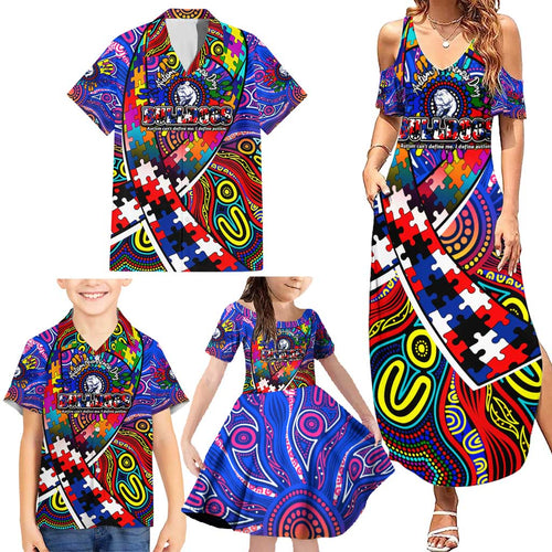 Autism Awareness Australia Western Bulldogs Family Matching Summer Maxi Dress and Hawaiian Shirt Aboriginal Indigenous Art