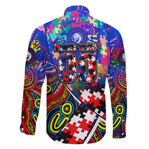 Autism Awareness Australia Western Bulldogs Family Matching Summer Maxi Dress and Hawaiian Shirt Aboriginal Indigenous Art