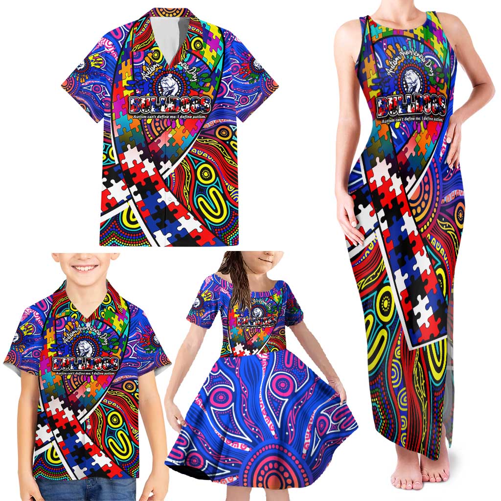 Autism Awareness Australia Western Bulldogs Family Matching Tank Maxi Dress and Hawaiian Shirt Aboriginal Indigenous Art