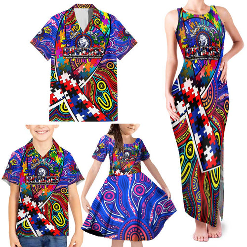 Autism Awareness Australia Western Bulldogs Family Matching Tank Maxi Dress and Hawaiian Shirt Aboriginal Indigenous Art