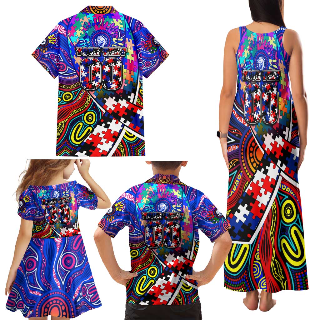 Autism Awareness Australia Western Bulldogs Family Matching Tank Maxi Dress and Hawaiian Shirt Aboriginal Indigenous Art