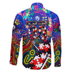Autism Awareness Australia Western Bulldogs Family Matching Tank Maxi Dress and Hawaiian Shirt Aboriginal Indigenous Art