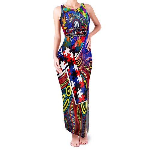 Autism Awareness Australia Western Bulldogs Family Matching Tank Maxi Dress and Hawaiian Shirt Aboriginal Indigenous Art