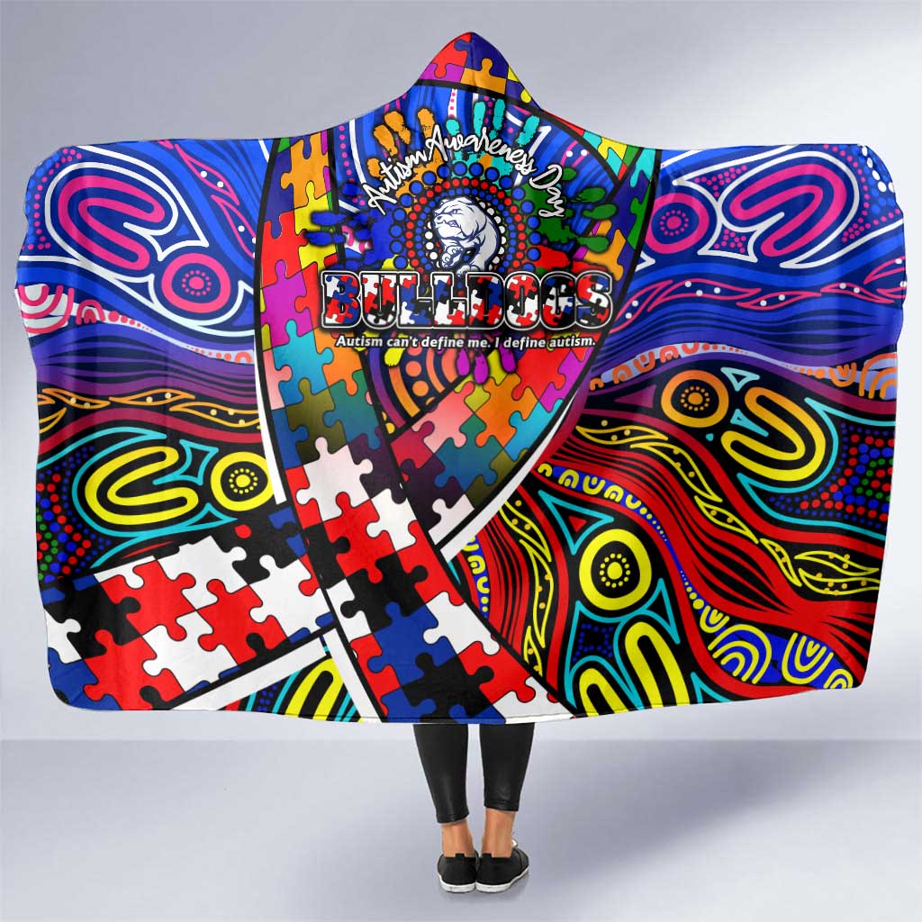 Autism Awareness Australia Western Bulldogs Hooded Blanket Aboriginal Indigenous Art