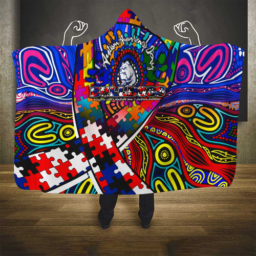 Autism Awareness Australia Western Bulldogs Hooded Blanket Aboriginal Indigenous Art