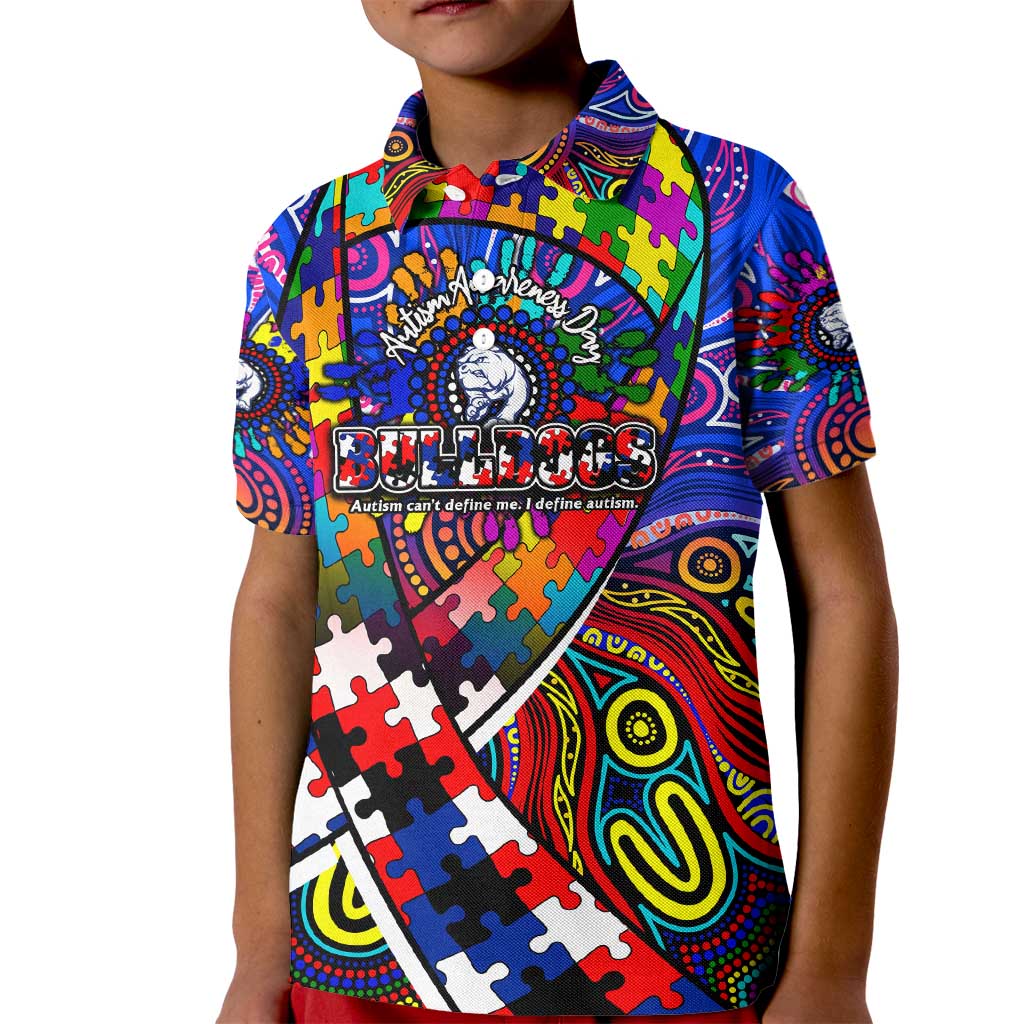 Autism Awareness Australia Western Bulldogs Kid Polo Shirt Aboriginal Indigenous Art