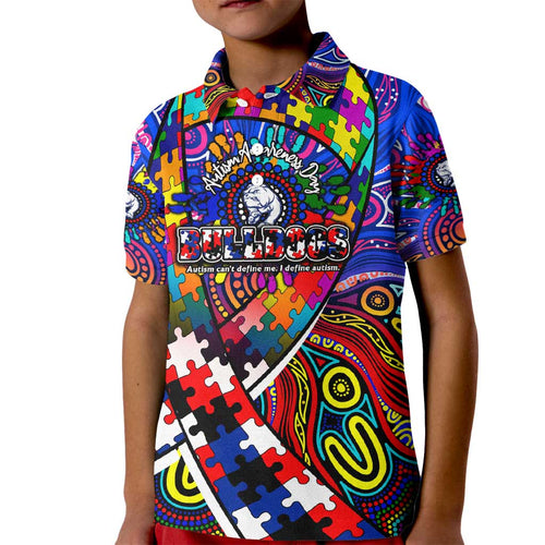 Autism Awareness Australia Western Bulldogs Kid Polo Shirt Aboriginal Indigenous Art