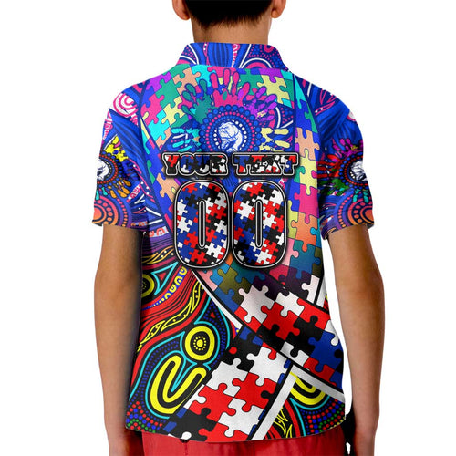 Autism Awareness Australia Western Bulldogs Kid Polo Shirt Aboriginal Indigenous Art