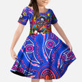 Autism Awareness Australia Western Bulldogs Kid Short Sleeve Dress Aboriginal Indigenous Art