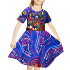 Autism Awareness Australia Western Bulldogs Kid Short Sleeve Dress Aboriginal Indigenous Art
