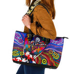 Autism Awareness Australia Western Bulldogs Leather Tote Bag Aboriginal Indigenous Art