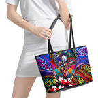 Autism Awareness Australia Western Bulldogs Leather Tote Bag Aboriginal Indigenous Art