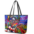 Autism Awareness Australia Western Bulldogs Leather Tote Bag Aboriginal Indigenous Art
