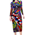 Autism Awareness Australia Western Bulldogs Long Sleeve Bodycon Dress Aboriginal Indigenous Art