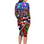 Autism Awareness Australia Western Bulldogs Long Sleeve Bodycon Dress Aboriginal Indigenous Art