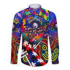 Autism Awareness Australia Western Bulldogs Long Sleeve Button Shirt Aboriginal Indigenous Art