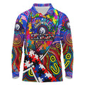 Autism Awareness Australia Western Bulldogs Long Sleeve Polo Shirt Aboriginal Indigenous Art