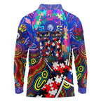 Autism Awareness Australia Western Bulldogs Long Sleeve Polo Shirt Aboriginal Indigenous Art