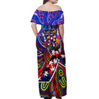 Autism Awareness Australia Western Bulldogs Off Shoulder Maxi Dress Aboriginal Indigenous Art