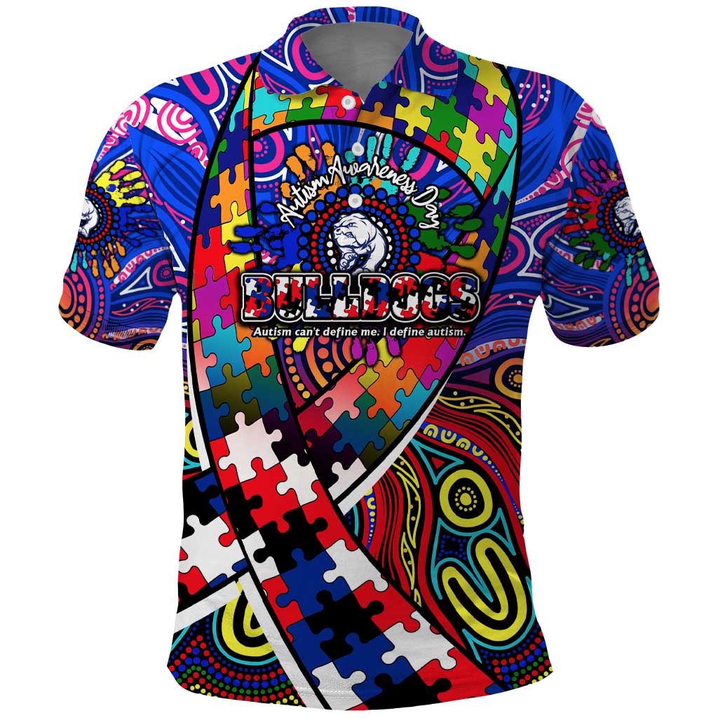 Autism Awareness Australia Western Bulldogs Polo Shirt Aboriginal Indigenous Art