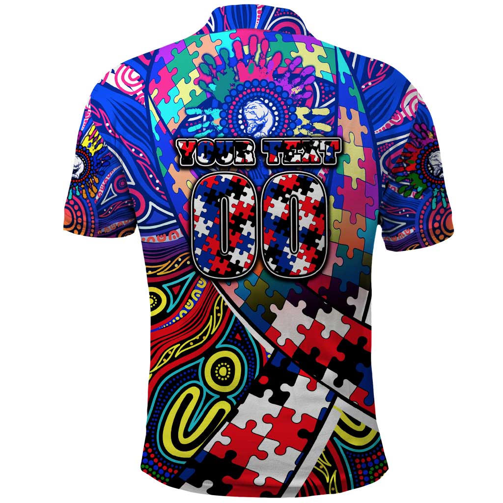 Autism Awareness Australia Western Bulldogs Polo Shirt Aboriginal Indigenous Art