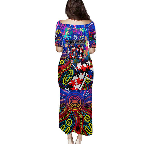 Autism Awareness Australia Western Bulldogs Puletasi Aboriginal Indigenous Art